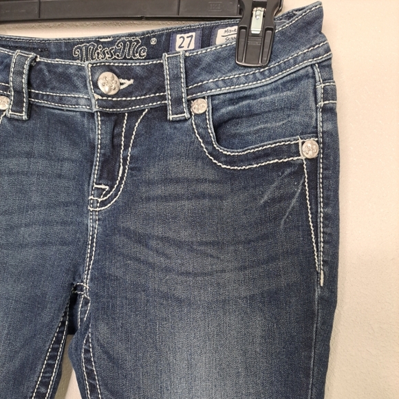 Miss Me Jeans Womens Standard Skinny Straight Leg Mid Rise Blue Sz 27 Inseam 28 - Picture 4 of 15